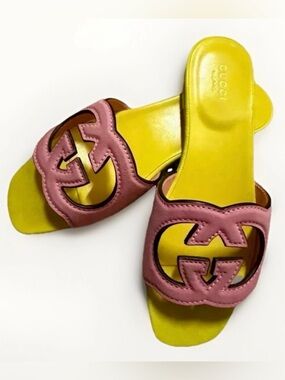 GUCCI Dolly Pink Interlocking G Cut Out Sandals Size EU 39 Authentic MSRP $750